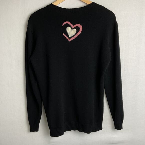 LOVE Sweater by Charlie B Black Long Sleeve Needle Felt Medium - Picture 5 of 12